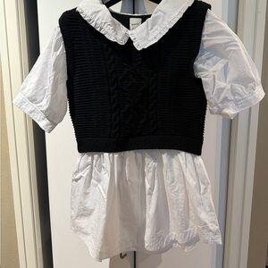 Maeve Black and White Layered sweater blouse